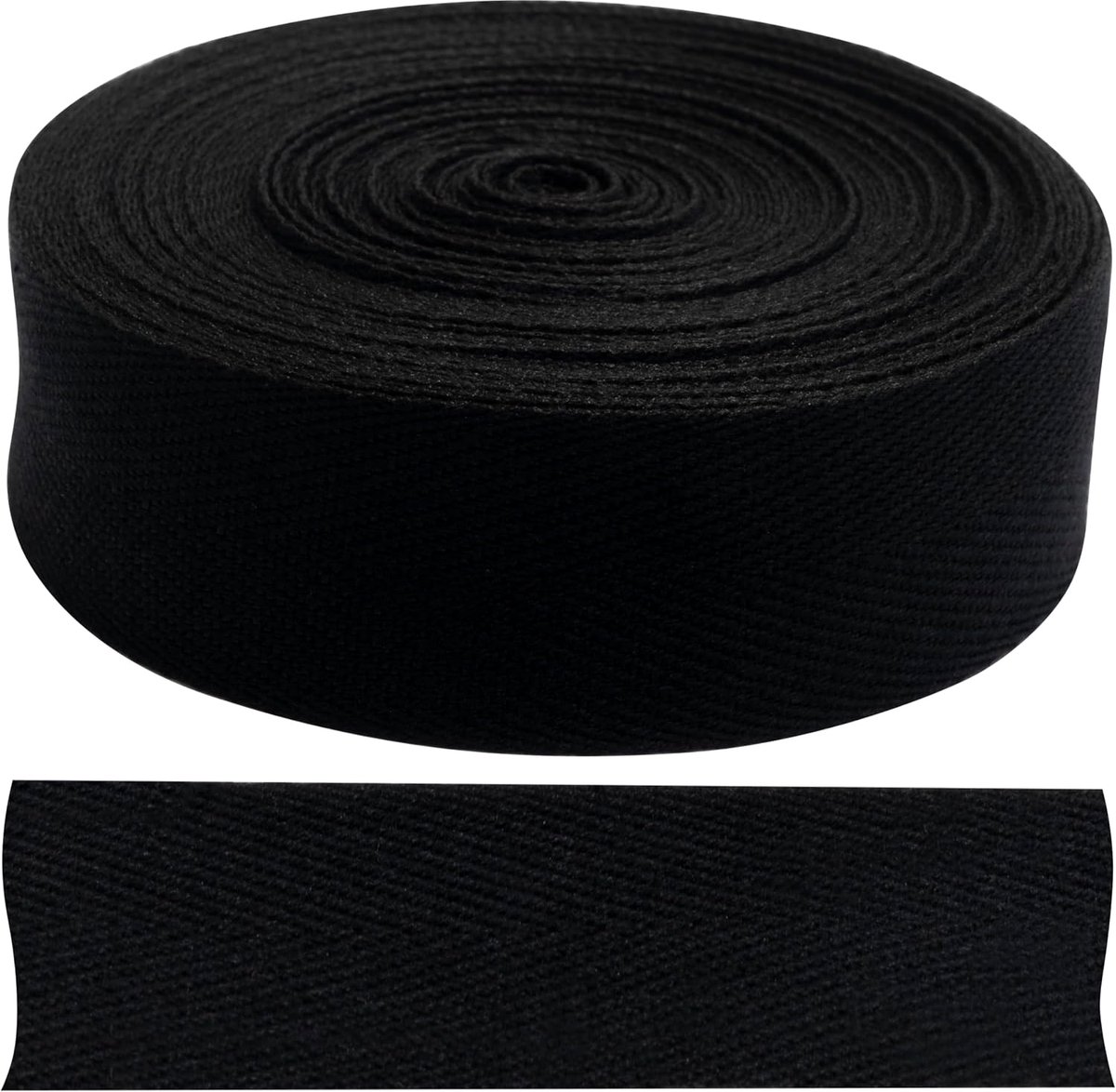 - C77640 - kepergalonband met visgraatpatroon 9 meter x 25 mm - 82% katoen en 18% polyester - kleur zwart
