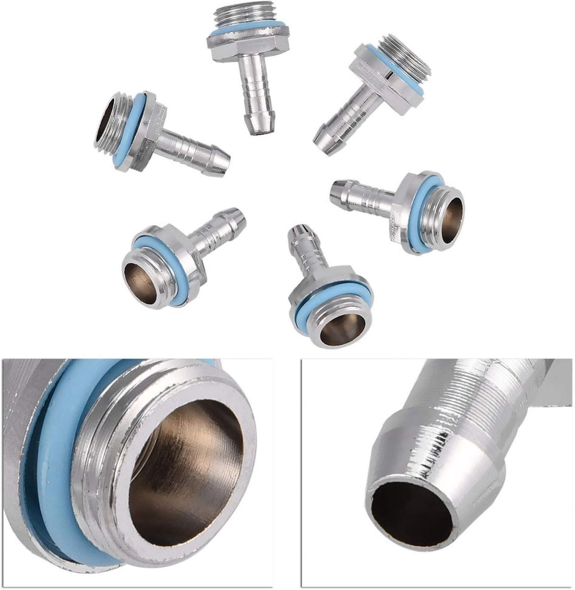 6 stuks PC waterkoeling Two-Touch-aansluiting G1/4 schroefdraadaansluiting voor buisjes voor computer
