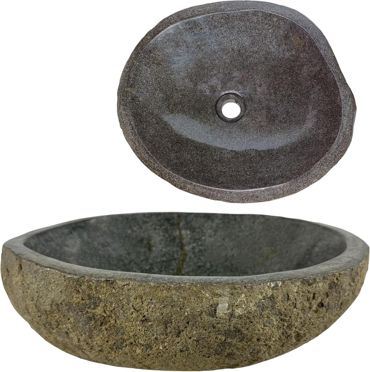 Ovaal (40-45) x (30-35cm) cm riviersteen - natuursteen - wasbak voor badkamer - spoelbak - waskom - unieke vorm en kleur - Gepolijst en solide - Koperkleurig