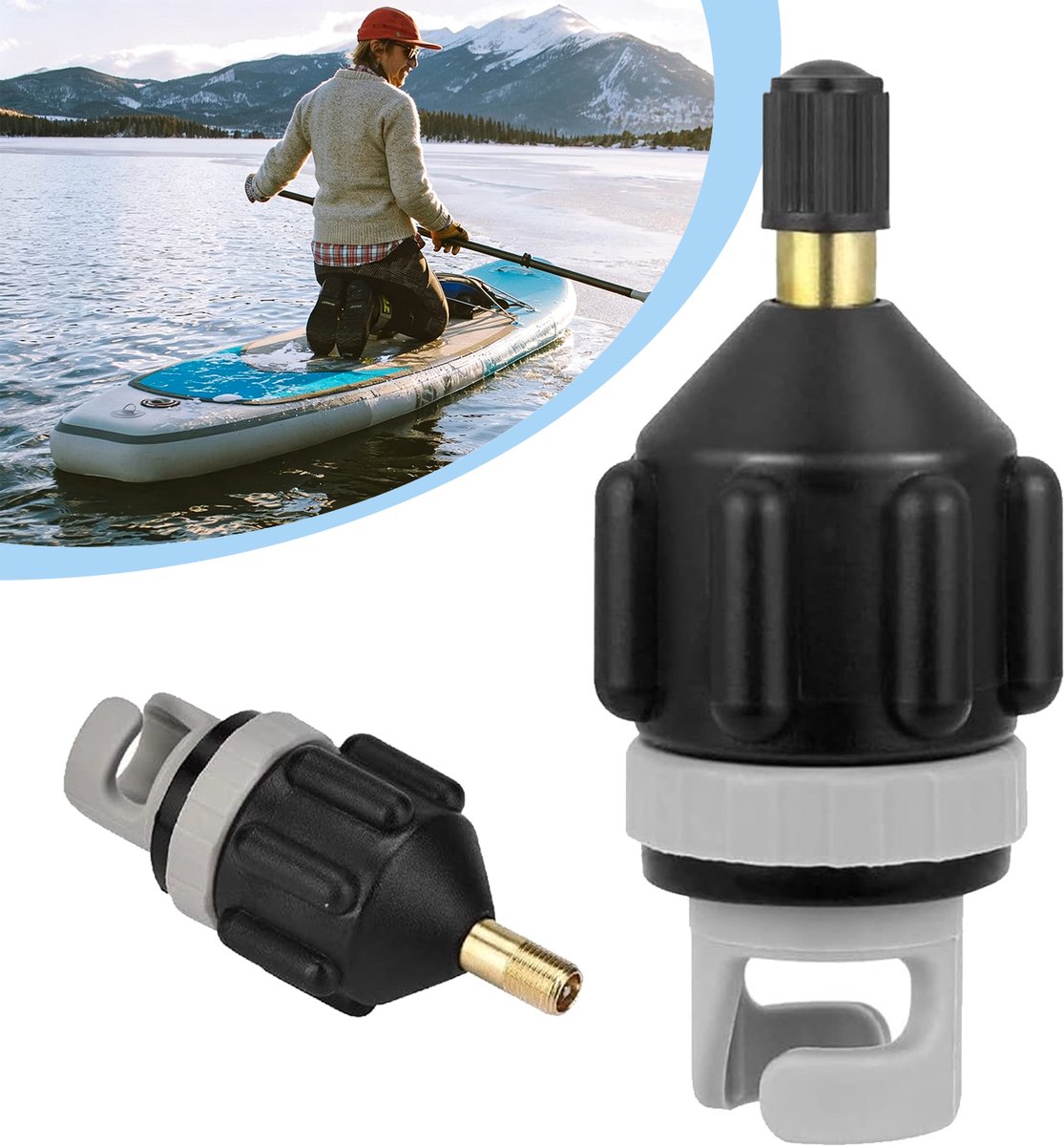 2 Stuks SUP-Pompadapter - Kajakadapter - Ventieladapter - Multifunctionele Opblaasbare Luchtventielomvormer - Voor Surfplank Kajak