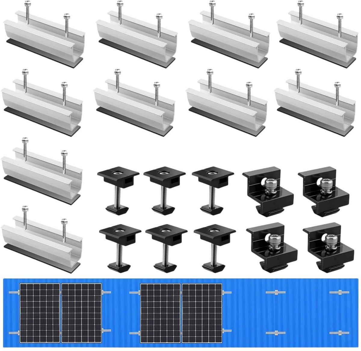 Omgoods - Set van 10 Zonnepaneelhouders voor Plat Dak