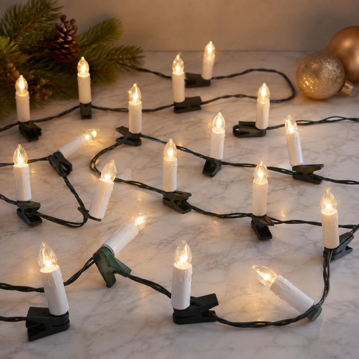 Kaarsen verlichting - 12 meter - 50 LED lampjes - warm wit - kerstverlichting lichtsnoer – foto 3
