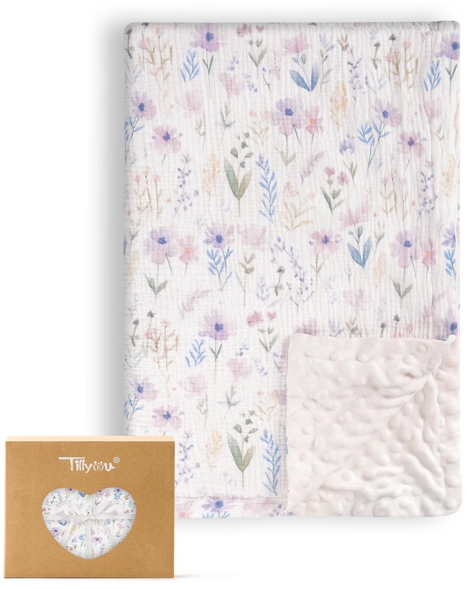 Omgoods - Dubbelzijdige Babydeken 75 x 100 cm met Bloemen
