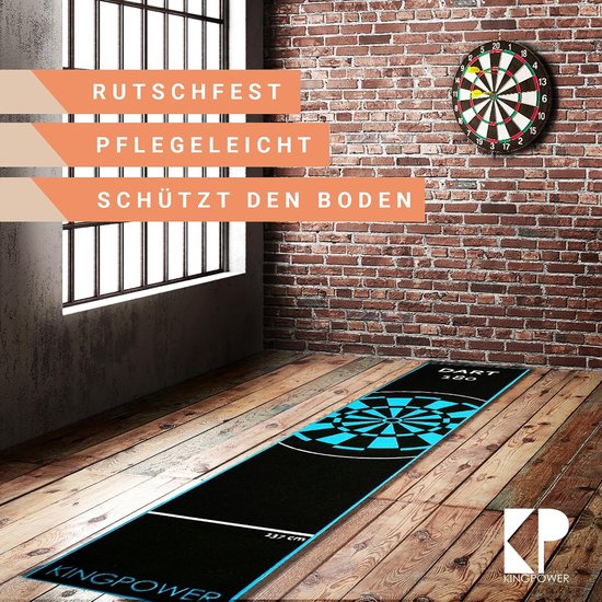 Dartmat Blauw Doelwit Oche Mat Stalen Darts Dartbord Accessoires Dartmat Darts Werplijn Beschermer Rubberen Vloer Dartbord 290 x 60 cm Kingpower van Kingpower — afbeelding 3