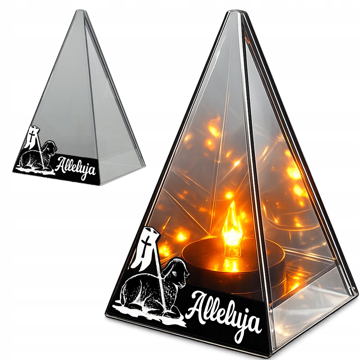 Merkloze LED Grafsteen Lampion met Vlam Effect - 20 cm