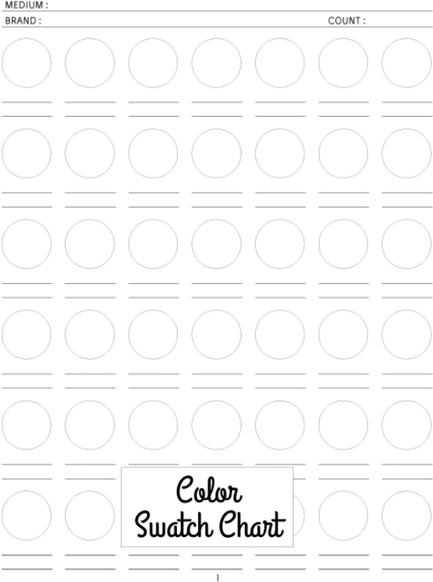 Swatch Chart: 42 Circle Swatches per Page for Record 2100 Different Colors with Page Numbers and Table of Contents