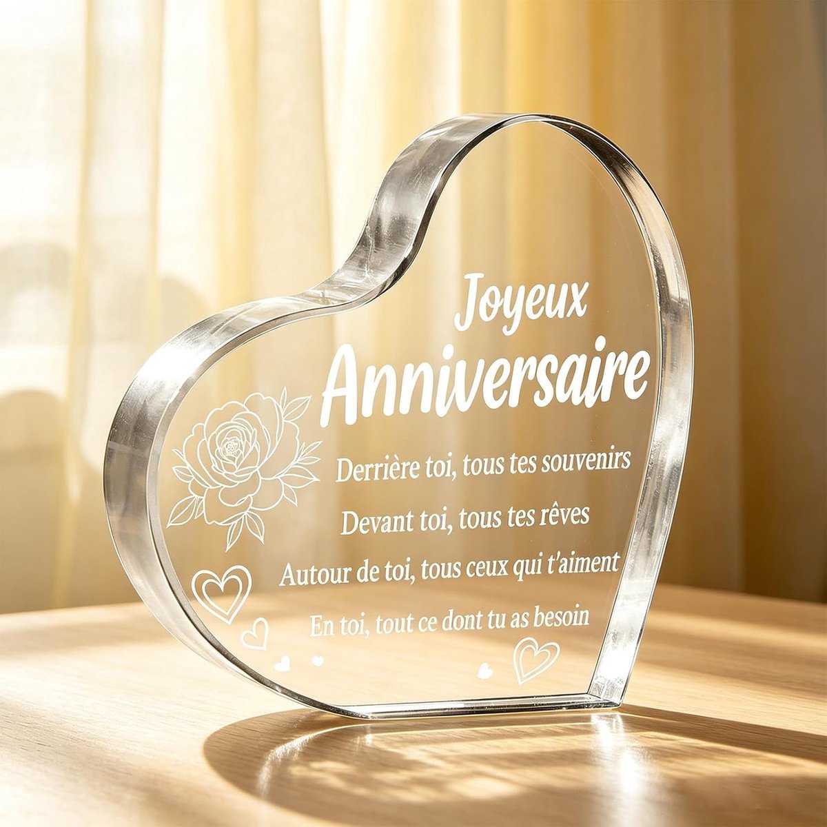 Verjaardagscadeau voor dames, cadeau voor dames, verjaardag, cadeau-idee voor dames | Verjaardagscadeaus voor dames, cadeau-idee voor dames, cadeau voor dames, decoratie hart van acryl, 10 x 10 cm