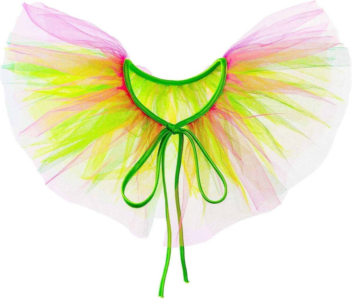 Kraag met ruches, afneembaar, tule-kraag, valse halsband, vintage halsband, kostuumaccessoires, renaissance, Elizabethaanse netkraag voor cosplay, Halloween, carnaval, roze-groen