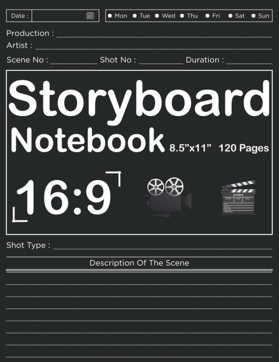 Notebook: 16:9 Aspect Ratio, 8.5"x11", Pro Story Frame Template, 1 Frame Per Page; Ideal For Animators, Film Students, Directors & Creative Storytellers.