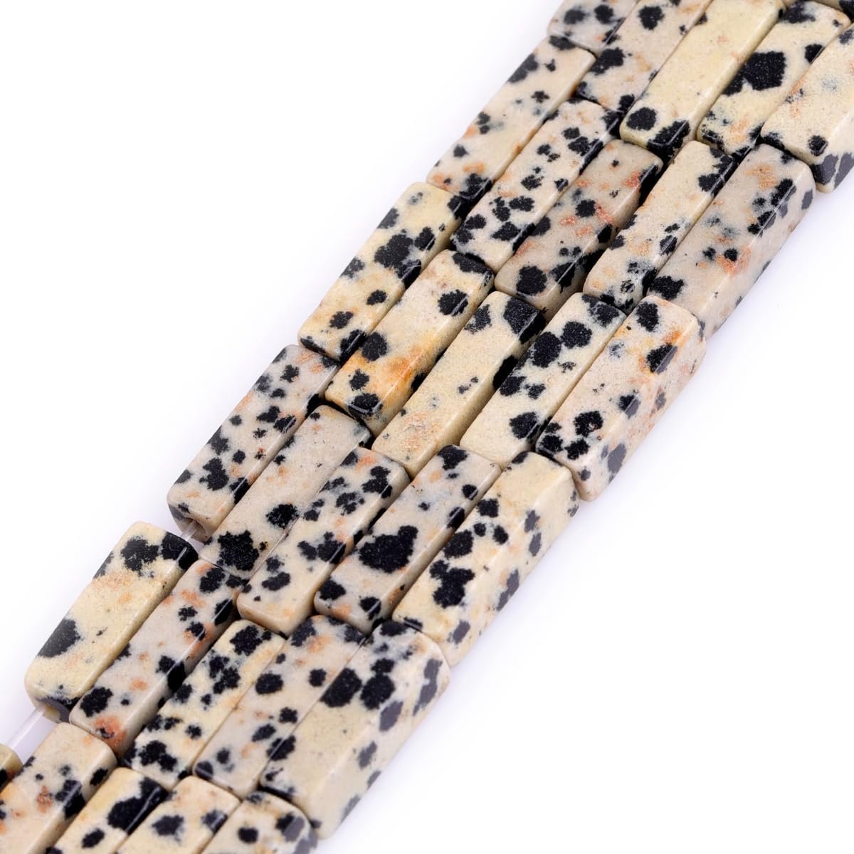 4x13mm Natuurlijke Bruine Dalmatische Dalmatiër Jasper Vierkante Buis Kubus Kubusvormige Kralen voor Sieraden Maken Strand 15 "Energie Healing Stone
