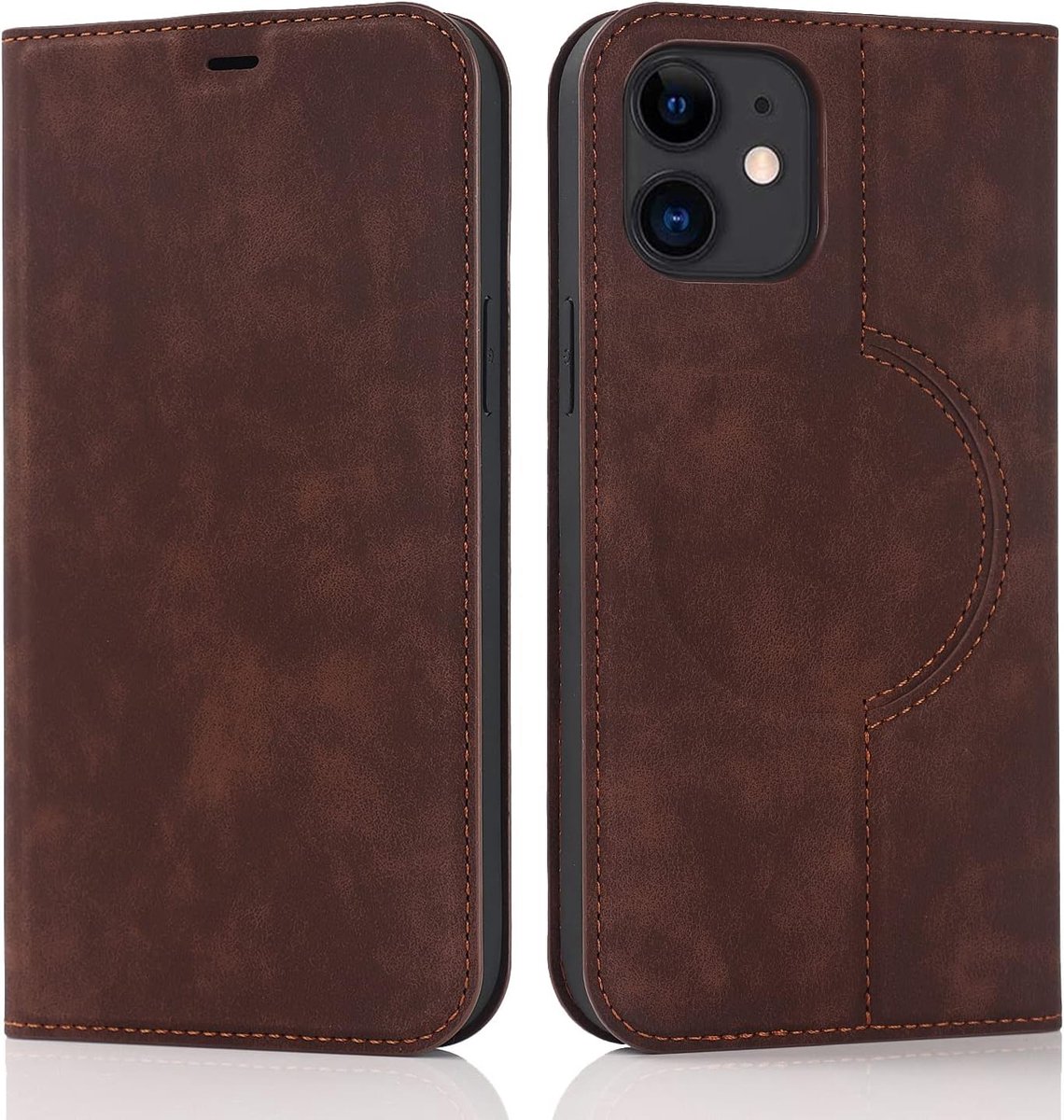 Portemonnee-hoesje voor iPhone 12/iPhone 12 Pro (6,1 inch), compatibel met Magsafe-oplader, magnetisch klaphoesje, PU-lederen foliotelefoonhoesje met RFID-blokkerende kaartsleuven, kickstand