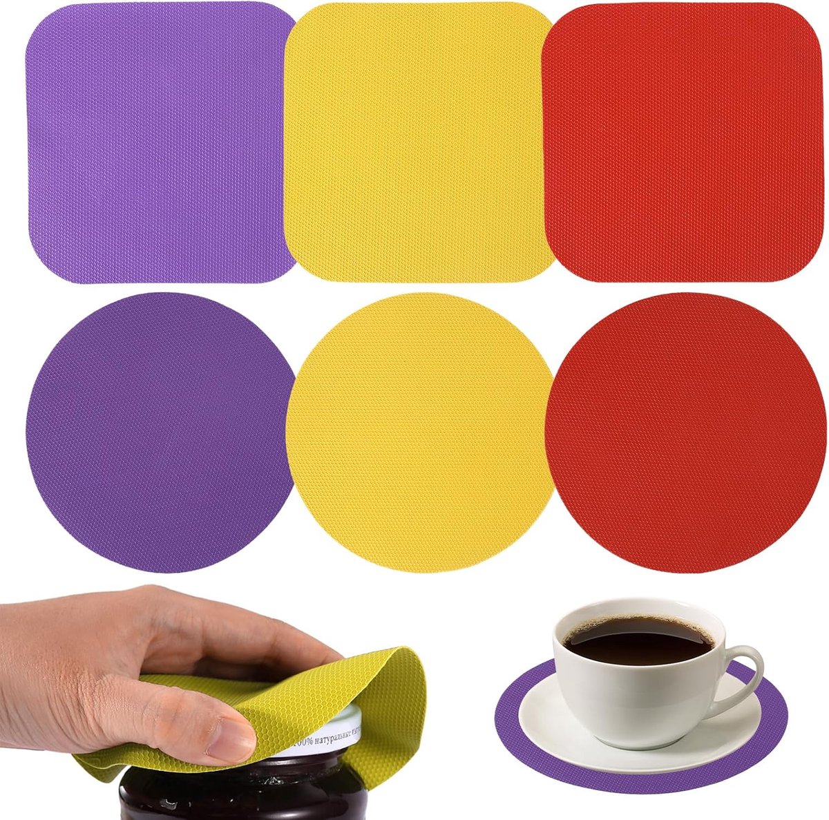 6 stuks blikopener, handmatige pads, flessenopener, hulp, rubberen grijper, glasopener, senioren, flessenopener, accessoires gereedschap, glasopener voor senioren, pet, cracker, blikopener, handmatige