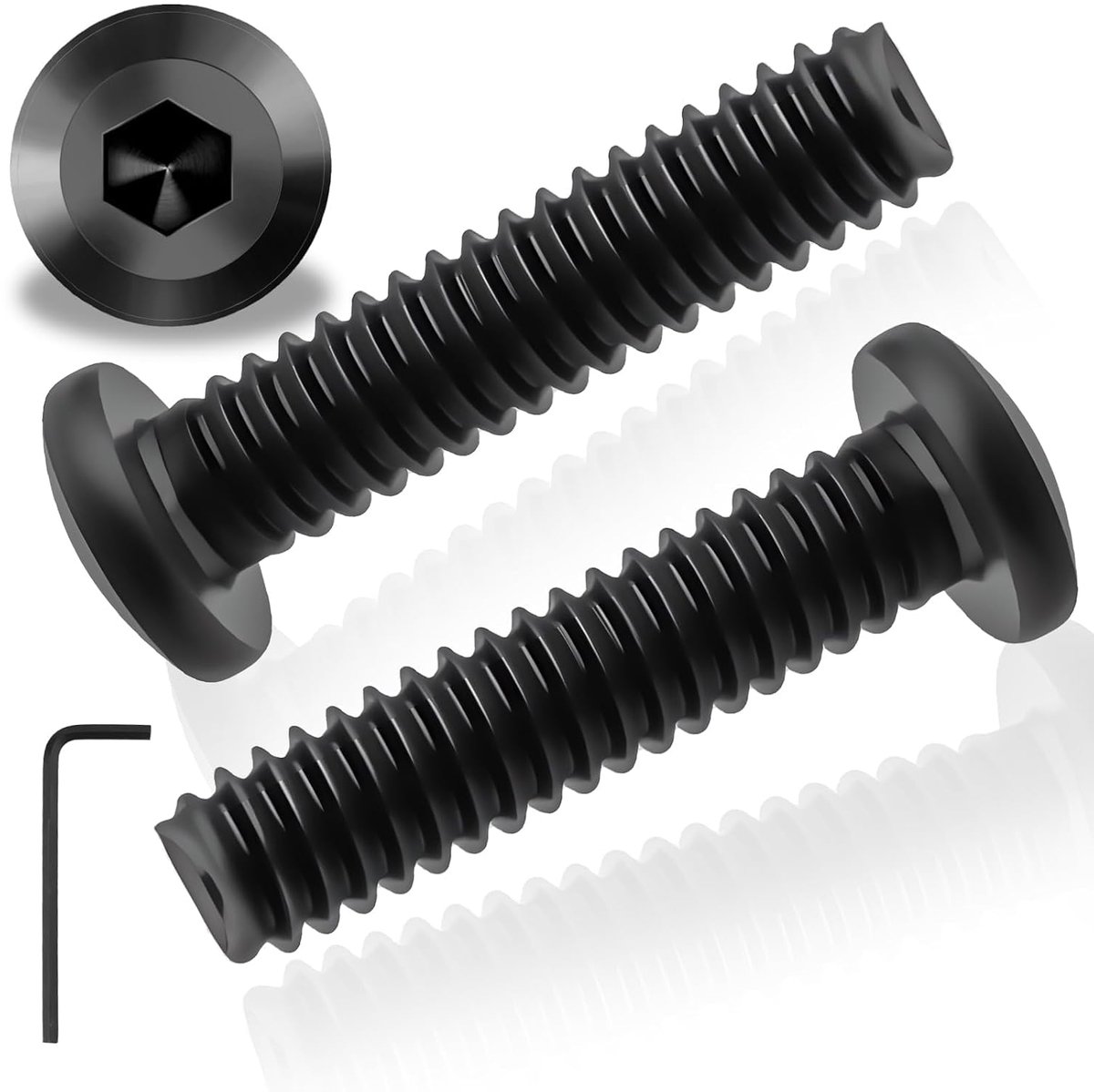 25 stuks M5 x 25 mm platte kopschroeven, inbussleutels, roestvrij staal, A2 V2A, zwarte M5-schroeven, platte kop, roestvrijstalen schroeven met inbussleutel voor huishoudelijke apparaten, industriële