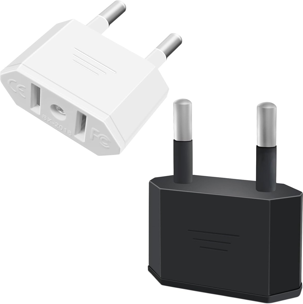 2 stuks adapters Amerikaanse stekker naar Spaans, adapter Amerikaanse stekker naar EU-stekker, reisadapter voor Europa/VS/US/Frankrijk/Duitsland/Spanje/Australië/Oostenrijk, N&B