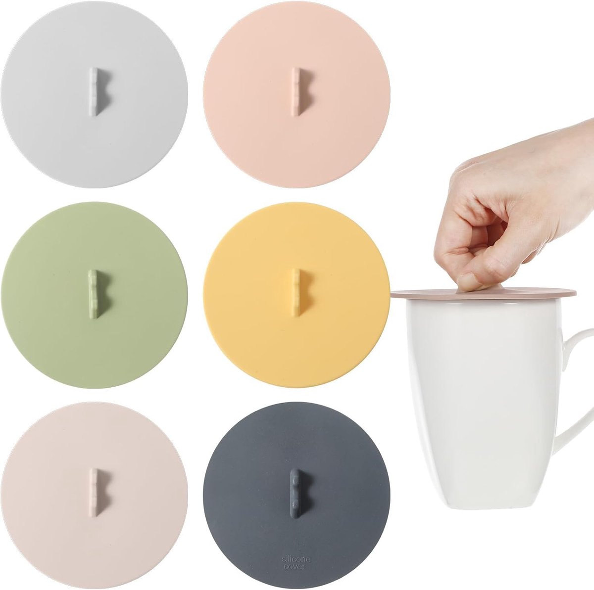 Set van 6 – Herbruikbaar – Stofdichte siliconen deksels – Geschikt voor bekers, glazen, mokken, koffiebekers, bierglazen – 10 cm – Kleurrijk