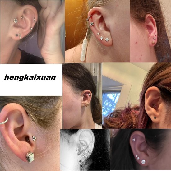 G23 Titanium oorpiercing met binnendraad 16 g — afbeelding 3
