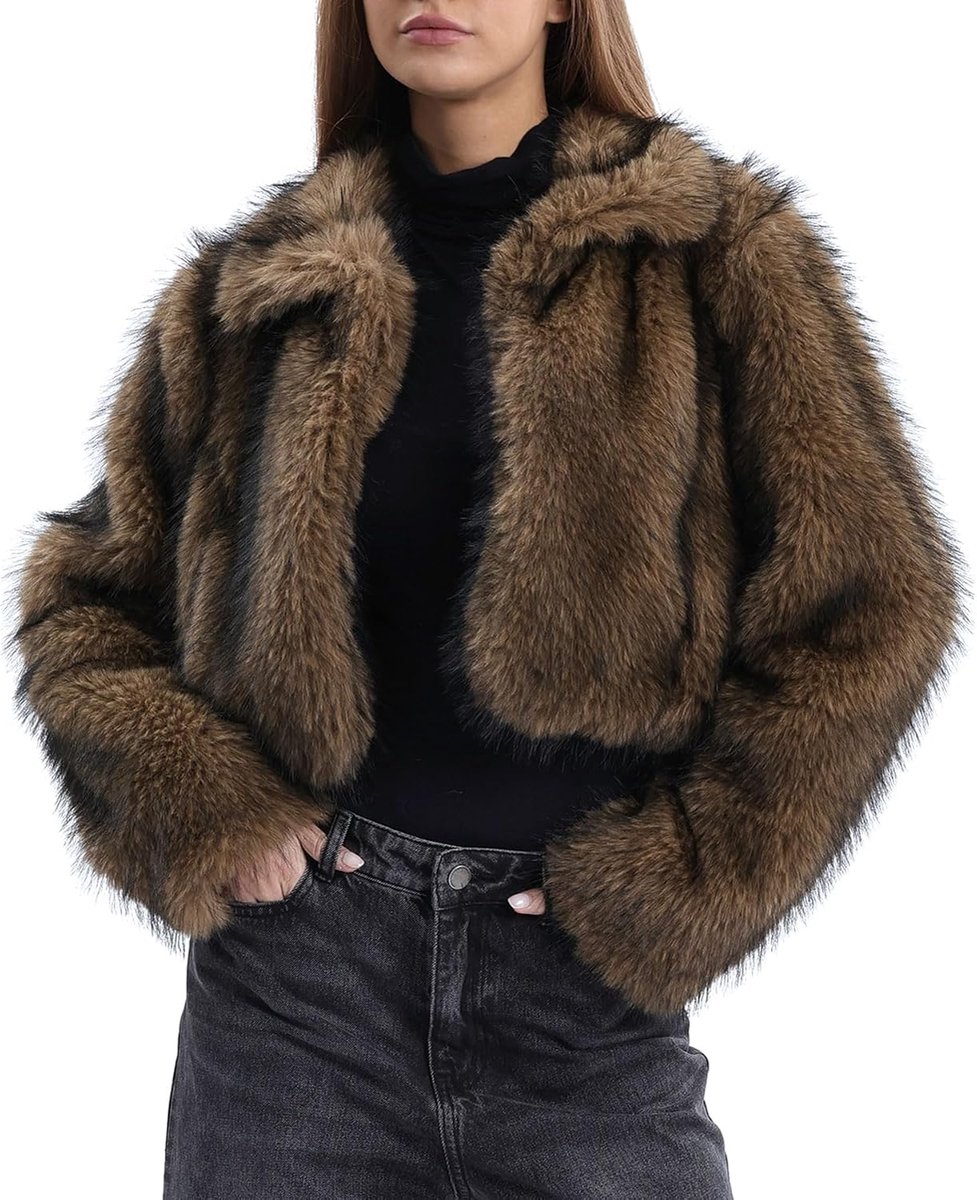 Bontjas dames bontjas imitatiebont jas imitatiebont jas bontjas korte pluche jas winterjas faux fur jas open kraag met zakken