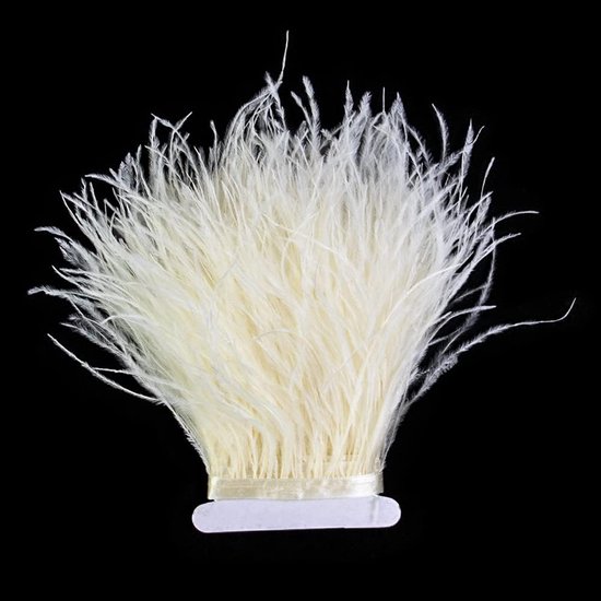 3 meter 10-15 cm beige struisvogelveer trim franje voor DIY naaien, knutselen, kostuums decoratie — afbeelding 2