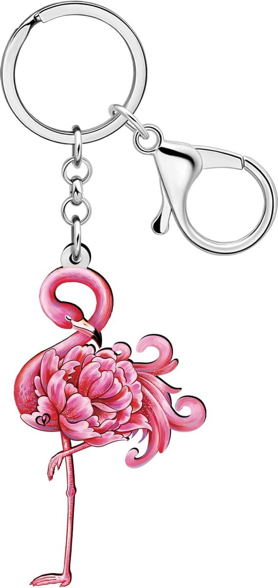Leuke Tropische Roze Flamingo Sleutelhanger Sleutelhanger Kettingen Voor Vrouwen Meisjes Autosleutels Portemonnee Vogel Lover Geschenken Accessoire