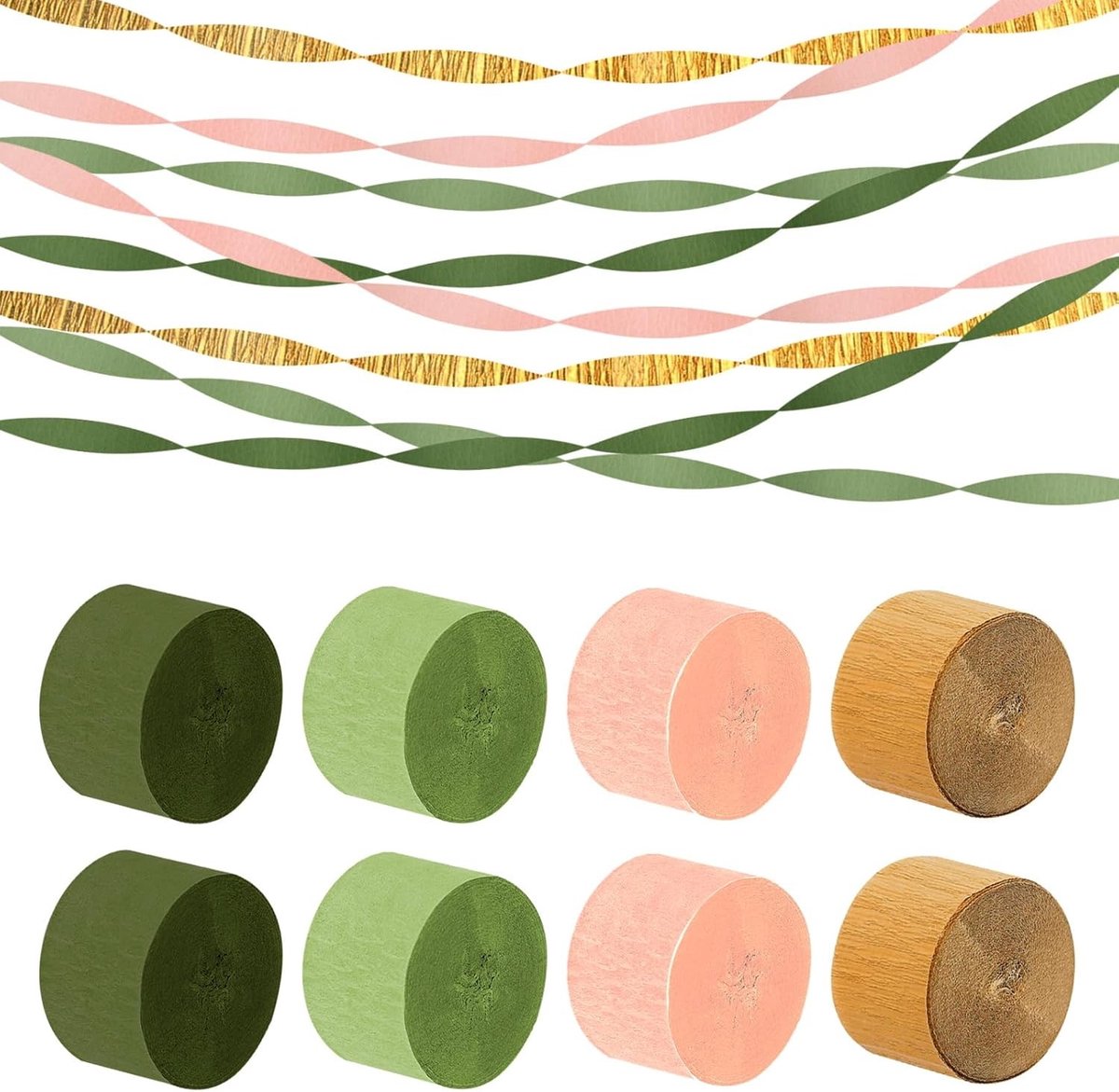 Crepepapier in 4 Kleuren - 8 Rollen van 25m voor Bruiloften, Feesten en Decoraties