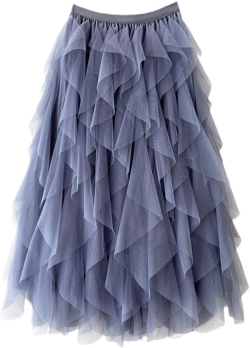 Damesrok voor dames, gevouwen, slanke rok, mesh, hoge taille, elastische taille, zomerrok
