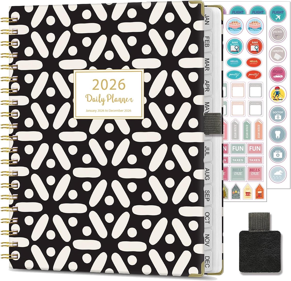 Agenda 2026, weekoverzicht, A4, spiraalbinding, planner (januari-december 2026), schoolagenda met penlus, planstickers, maandlabels