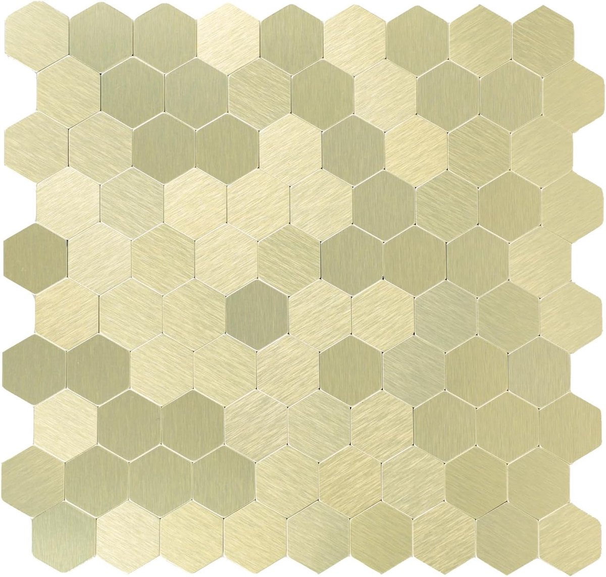 Mozaïektegels, wandtegels, zeshoek, keuken, kleine tegels, metaal, plaktegels, tegelstickers, badkamer (6 matten, goud)