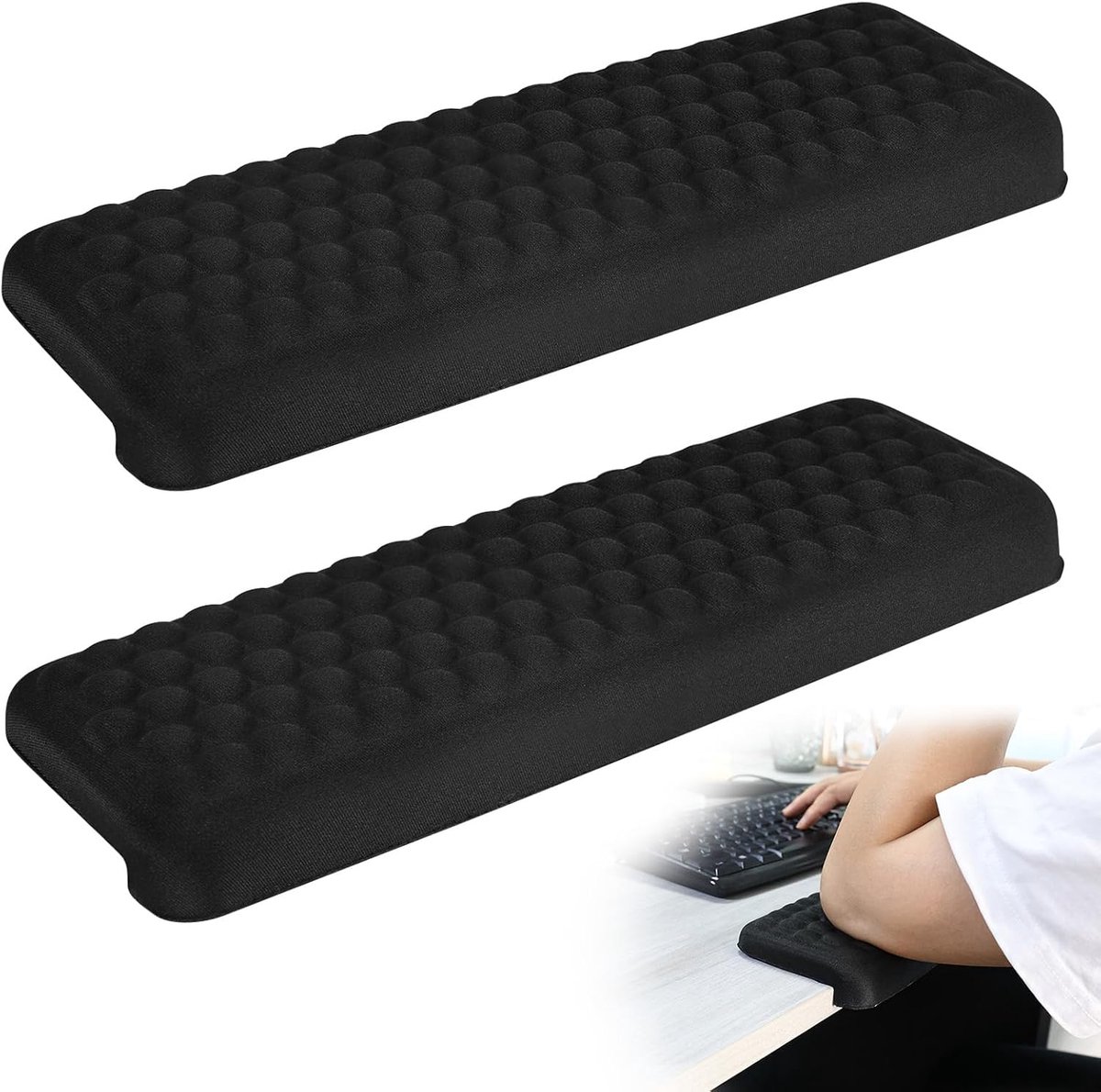 2 stuks L-vormige ergonomische pols-, elleboogkussens, 30 x 10 cm, memoryfoam, bureau, handpalmsteun, onderarm en pols, comfort, ondersteuning voor kantoor en thuis