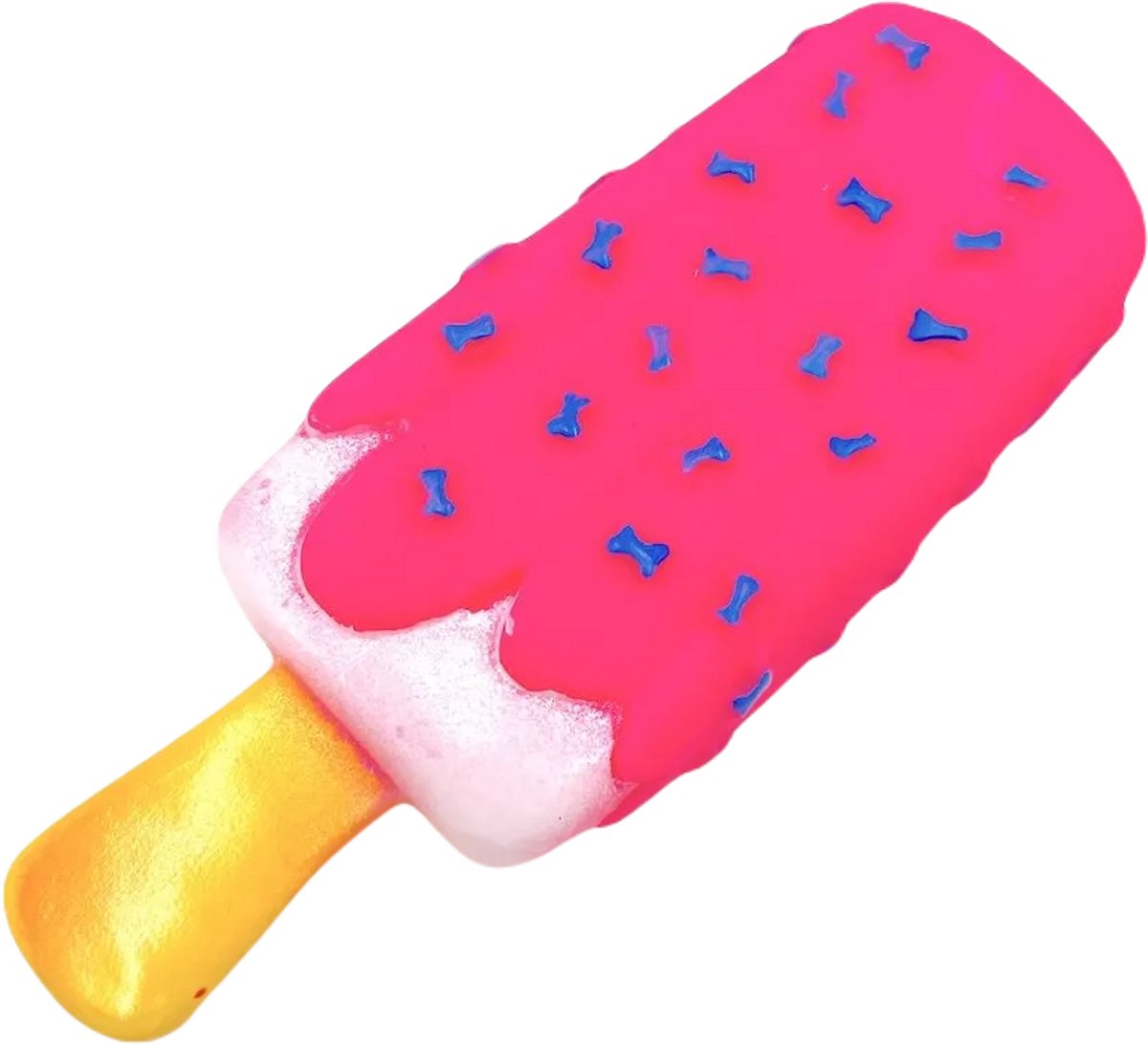 Piepend hondenspeeltje IJsje 16 cm, Roze/wit