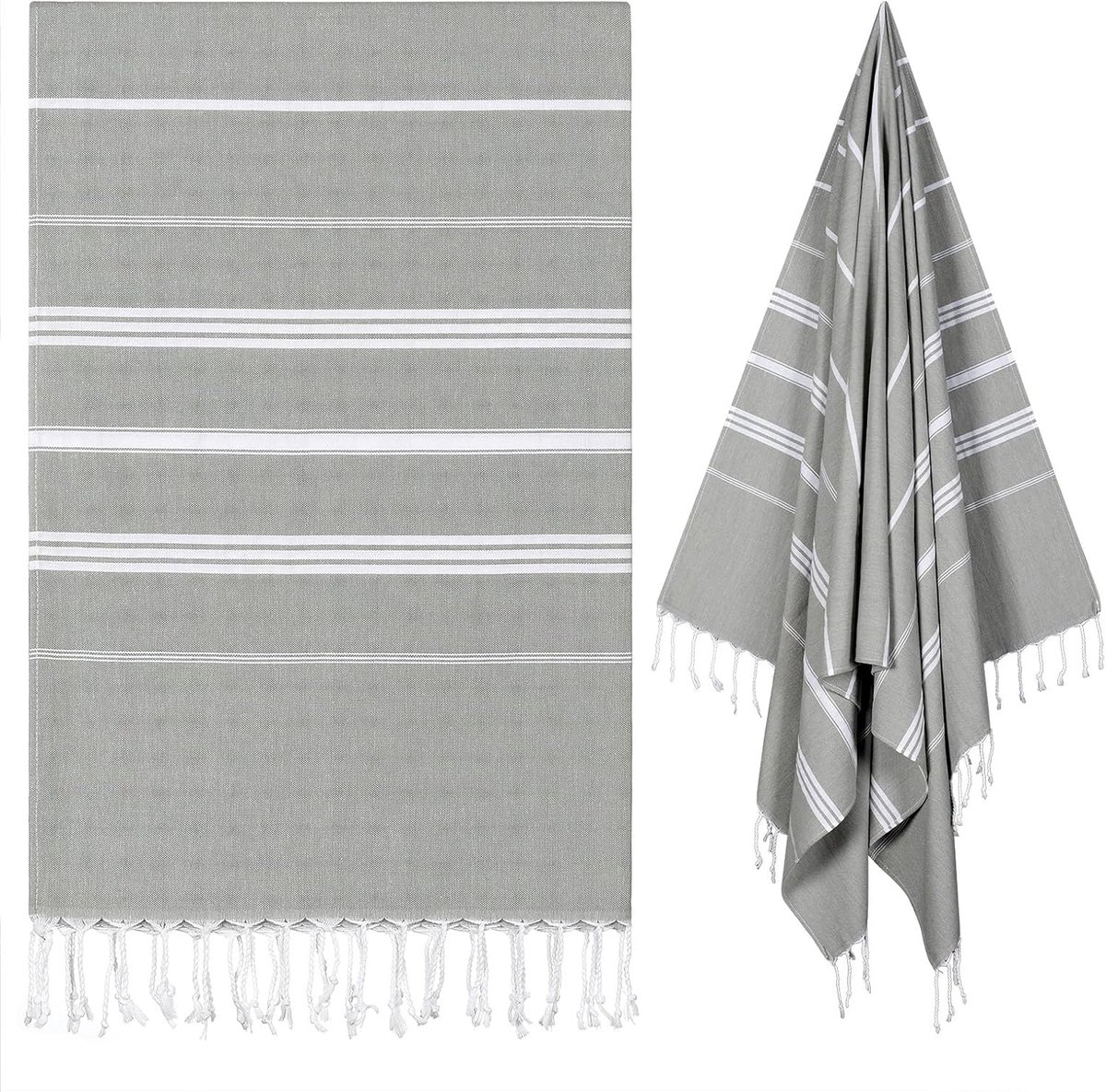 Strandlaken oversized - 100 x 177,8 cm, sneldrogend, zandvrij, dunne strandhanddoeken voor volwassenen, extra grote lichtgewicht reishanddoek, strandaccessoires (grijs)