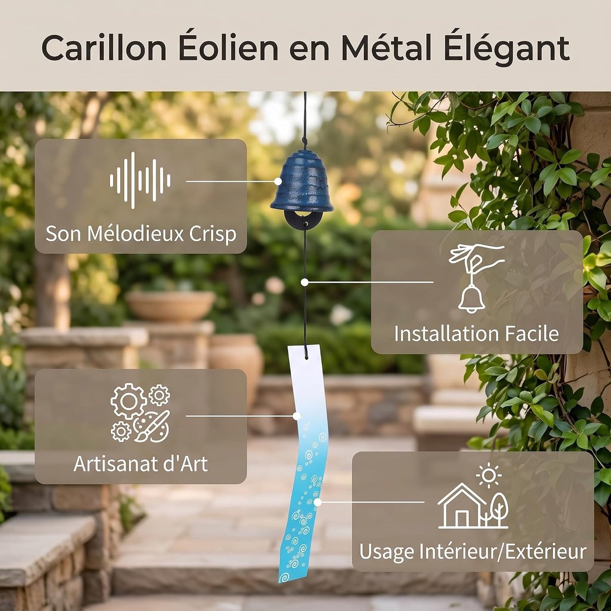 Windgong Japanse furin traditionele retro ijzer brons hangende windbel voor thuis terras balkon kantoor decoratie cadeau