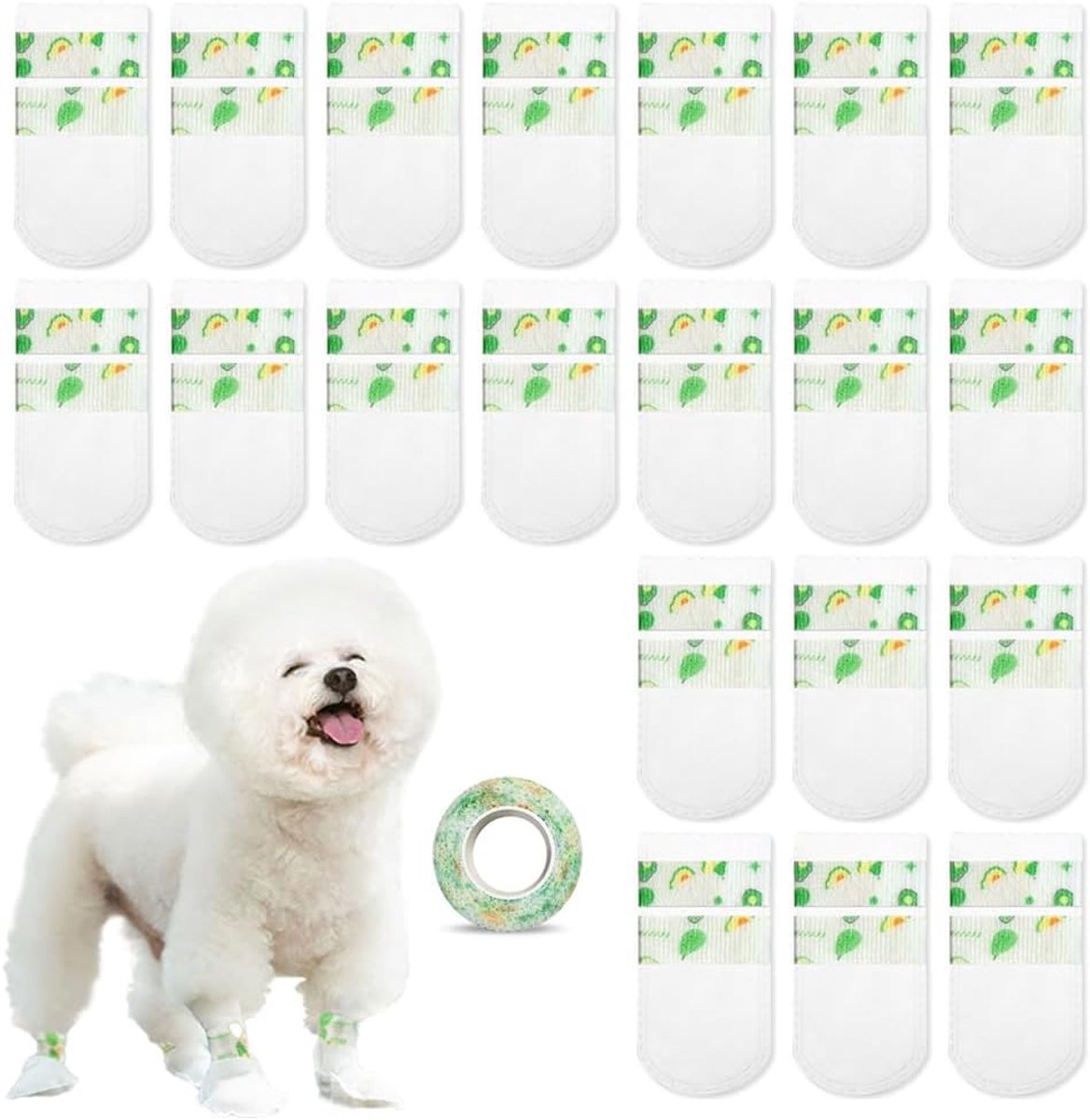 Schoenen voor honden, waterdichte laarzen voor honden, antislip sokken voor honden met zacht verband, pootbescherming, kleine honden, groen, M