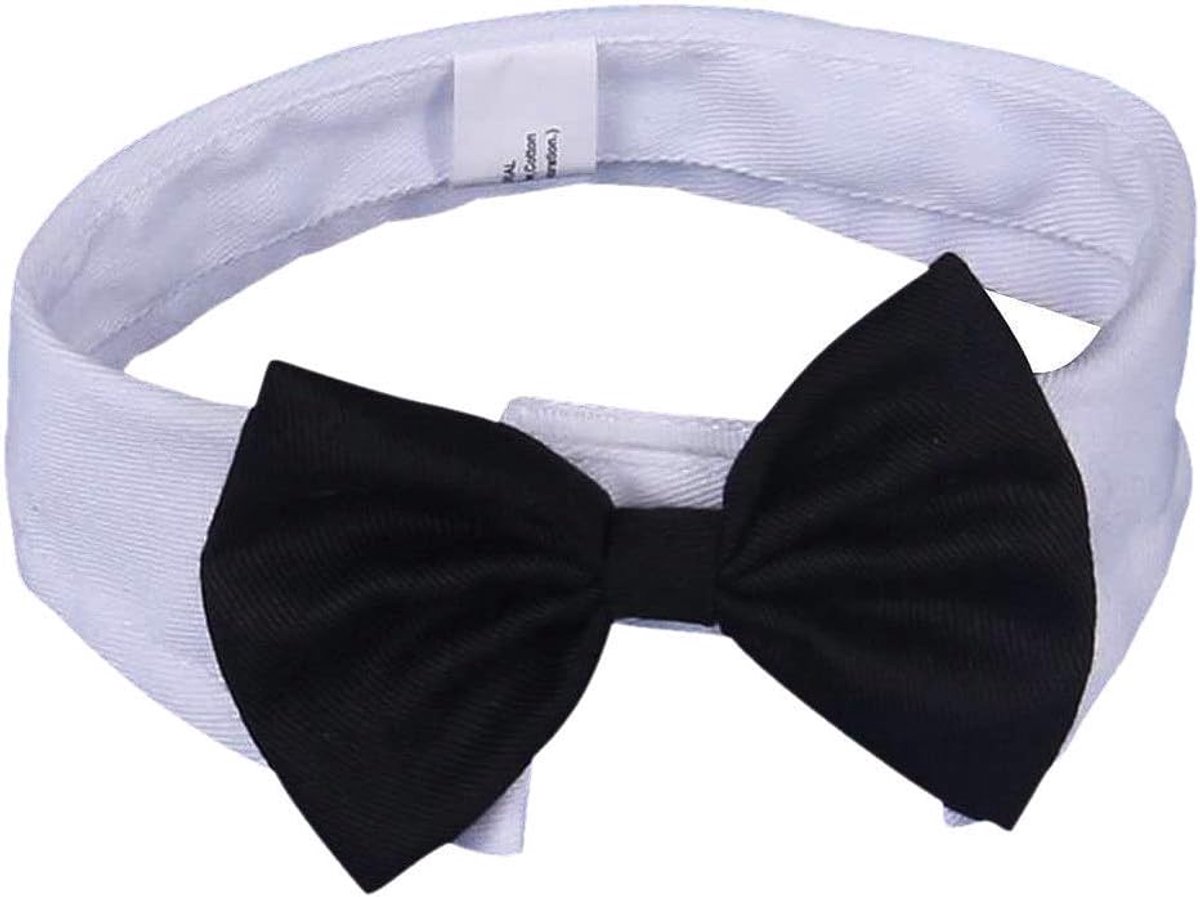 Huisdier vlinderdas verstelbaar, formeel hond kat kostuum stropdas kraag party verzorging accessoires voor puppy kleine honden en katten, wit, M: 12.20-14.17" (31-36cm)