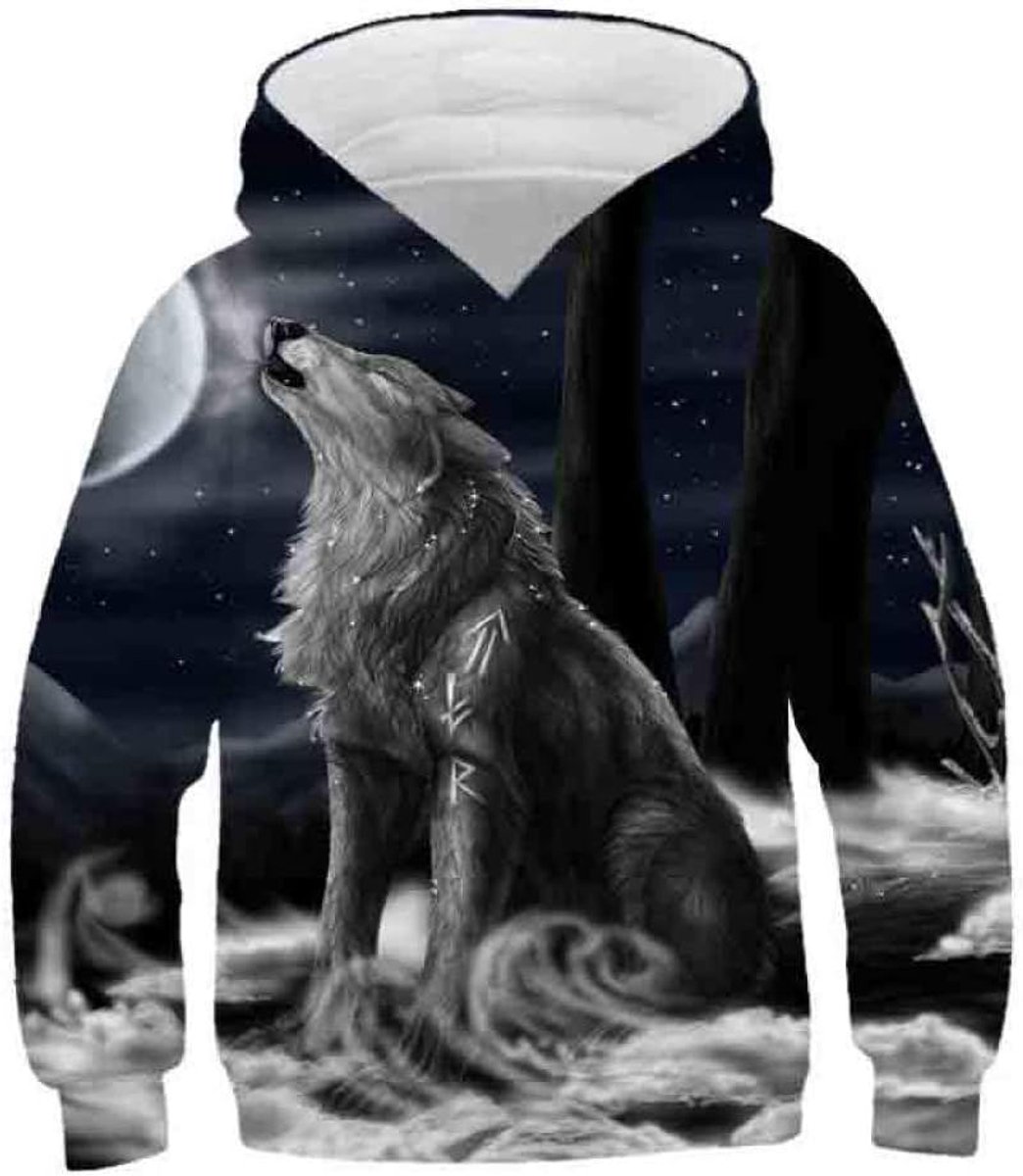 Hoodie 3D Print,Kinderen Jongens Meisje Sweatshirts Mode Wolf Herfst Winterjas Trui Lange Mouw Outfit Trainingspak Kinderkleding