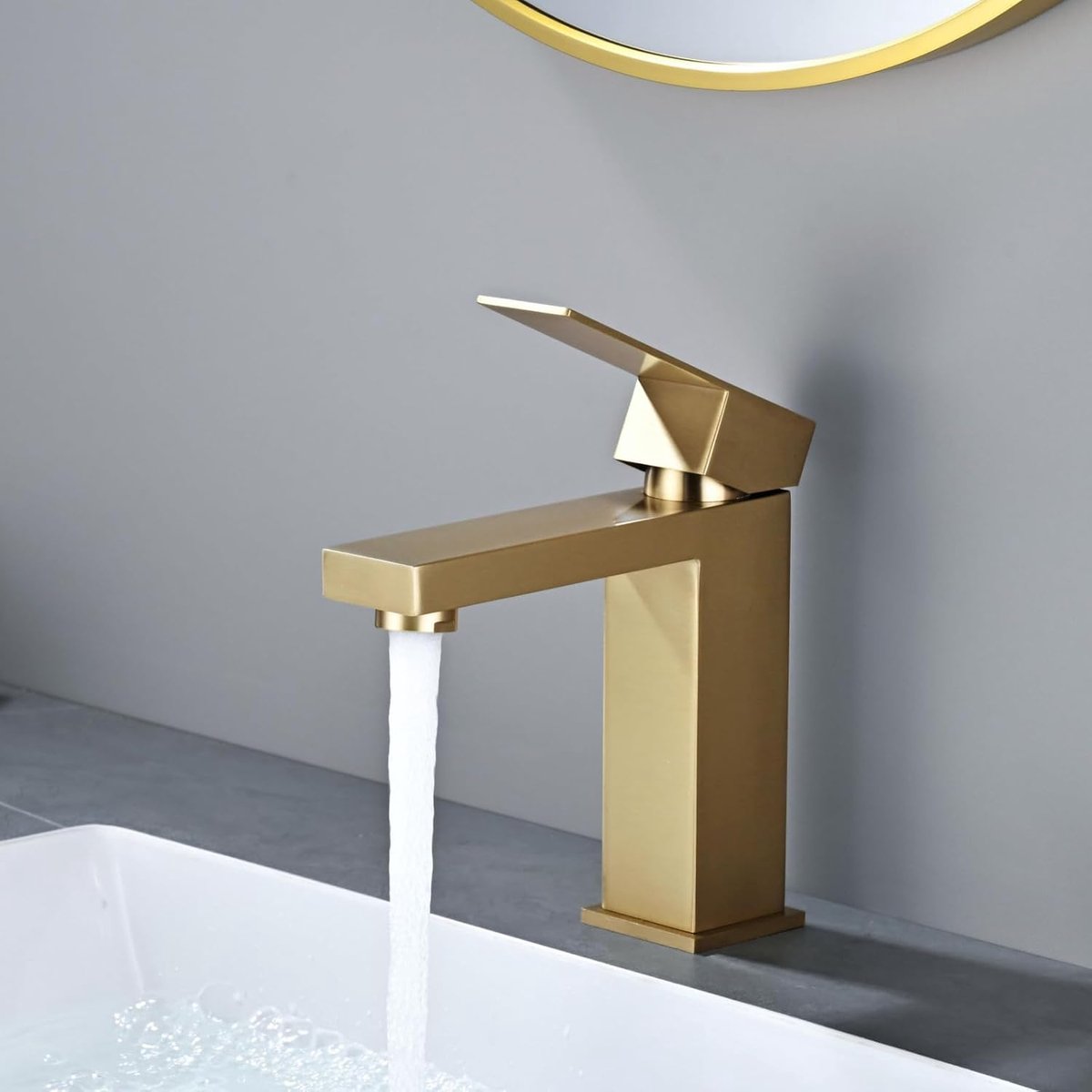 Kraan Badkamer Goud, Wastafelkraan Met Geluidsarme Keramische Ventielkern, Warm en Koud Verstelbaar, Wastafelkranen, Eengreepsmengkraan Badkamer Kraan