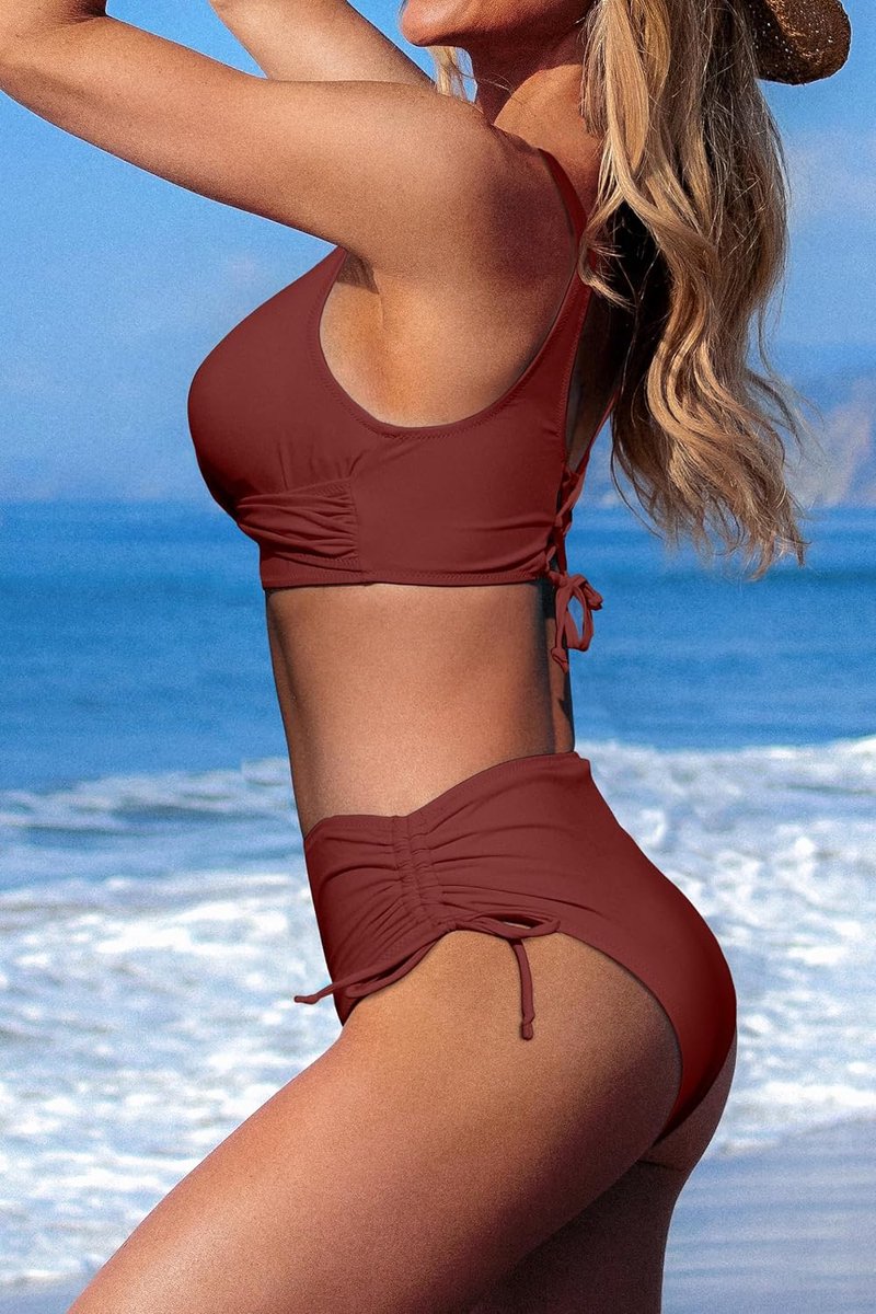Badpakken voor dames met hoge taille, gekruist trekkoord, bikini-set met veters, twee badpakken