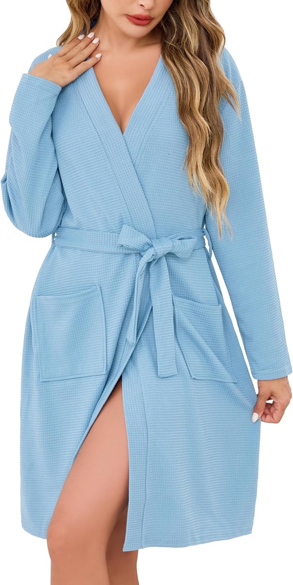 Dames ochtendjassen wafel korte badjas lichtgewicht luxe badjassen zachte loungewear nachtkleding spa en hotel voor het hele jaar S-3XXL