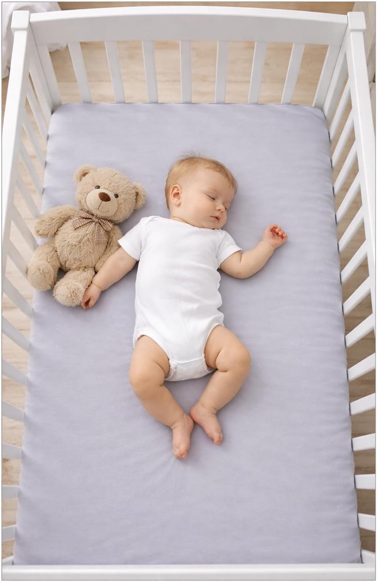 60 x 120 cm, kinderbed, badstof, katoen, babybed (grijs)