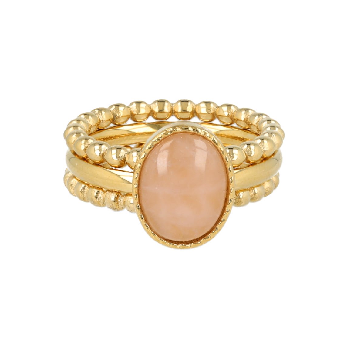 My Bendel - Ringenset Rose Quartz - met Luxe Cadeauverpakking | Sieraden Voor Dames | Maat 16.00 Mm / Maat 50