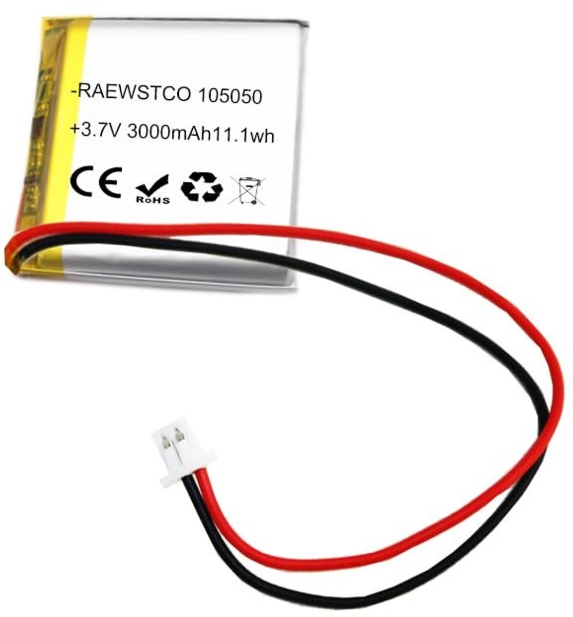 SolidKeus - 3.7V 3000mAh Lithium Batterij voor Nachthengellampen en Alarmen