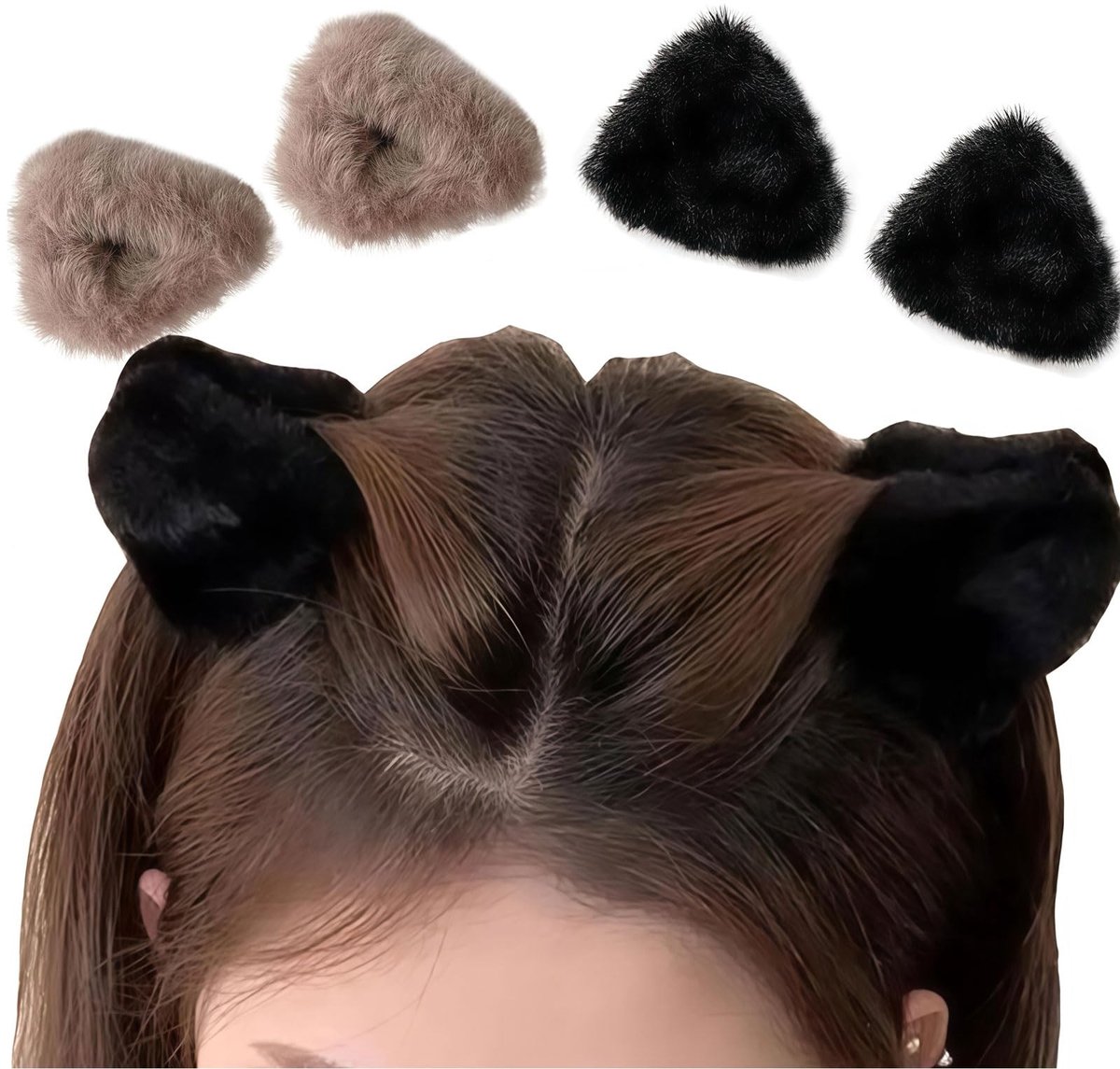 SolidKeus - 4 Stuks Pluche Kattenoren Haarspelden voor Vrouwen
