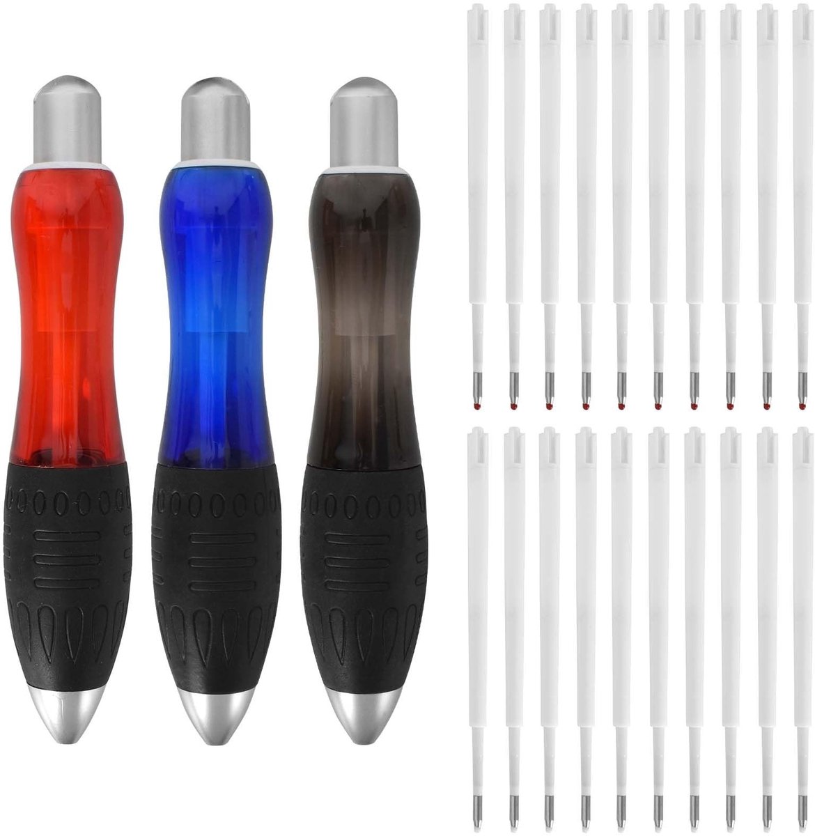 SolidKeus - Set van 3 Ergonomische Dikke Ballpoint Pennen met 20 Vullingen