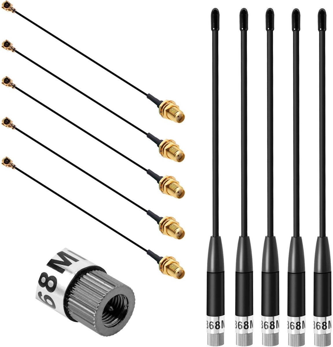 LoRa Antenne met 10dBi Gain voor Lange Afstand, Geschikt voor ESP32 en Meshtastic - 5 Stuks met SMA Male en U.FL IPX Kabel