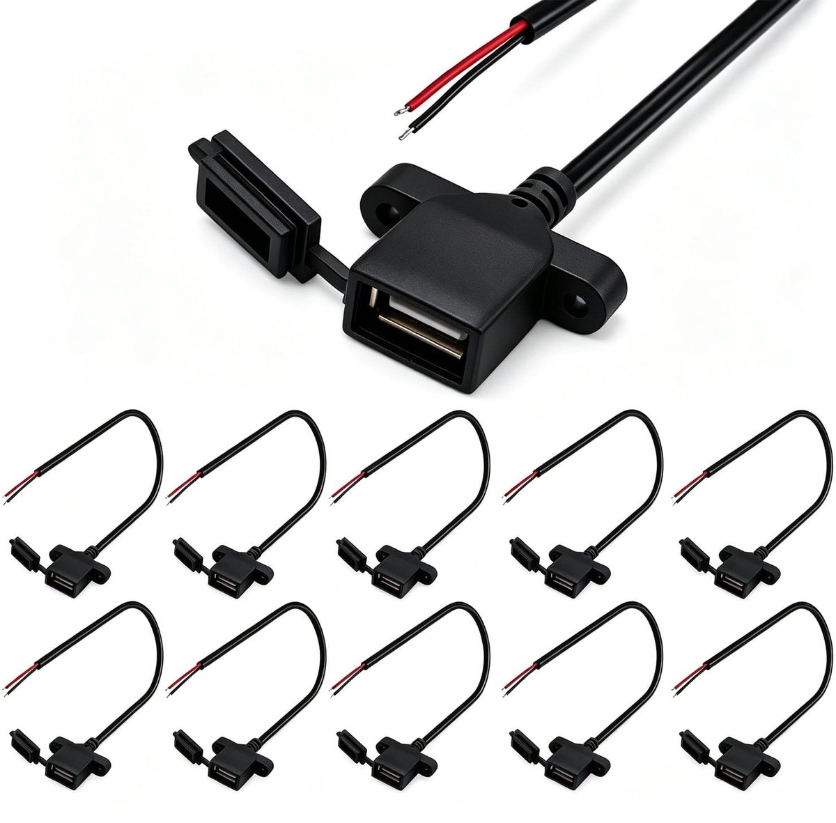 SolidKeus - Set van 10 USB-aansluitingen met Stofkap