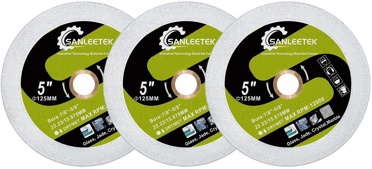 SolidKeus - Diamantsnijschijf voor Glas, 3 Stuks van 125mm voor Diverse Materialen