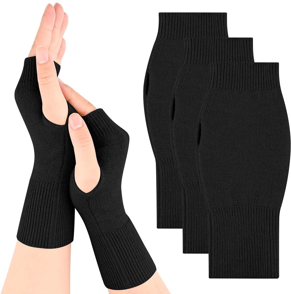 SolidKeus - Set van 3 Paar Halfvingerige Handschoenen voor Volwassenen