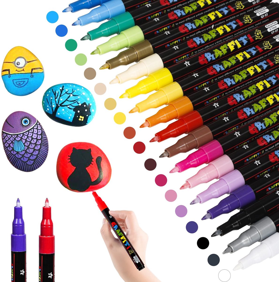 SolidKeus - Set van 18 Permanente Acryl Markers in Diverse Kleuren