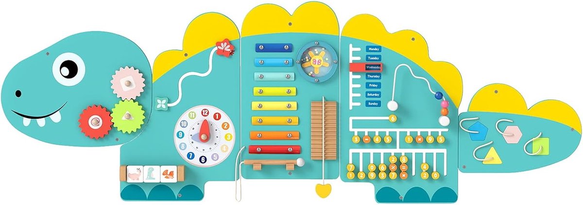 Montessori Busy Board Motoriekbord, 11-in-1 met xylofoonblokken, abacus voor vroege promotie, educatief speelgoed voor fijne motoriek, ontwikkeling voor peuters vanaf 1 jaar (groen)