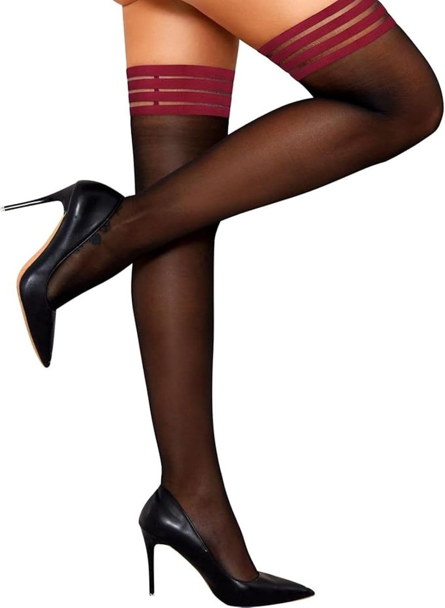 Halterloze nylonkousen voor dames, 20 DEN, grote maten, overknee, stokken, kniekousen met antislip siliconen