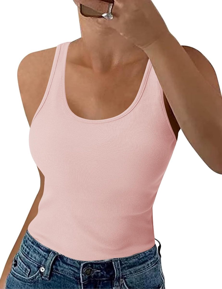 Tanktop voor dames, zomer, slim fit, bovenstuk, mouwloos, geribbeld, basic shirt, ronde hals, vest, katoen, tops, sexy, casual, effen | Basic hemdje voor dames, katoen, effen, casual, ademend, ondergoed, herfst winter gelaagdheid, thuiskleding